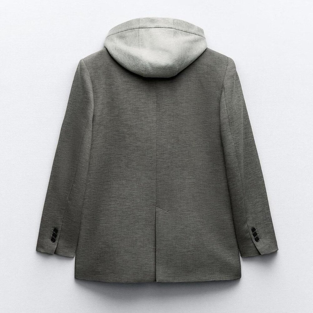 BLOGGER'S FAVE! Zara Hooded Blazer Gray NWT - Picture 10 of 14